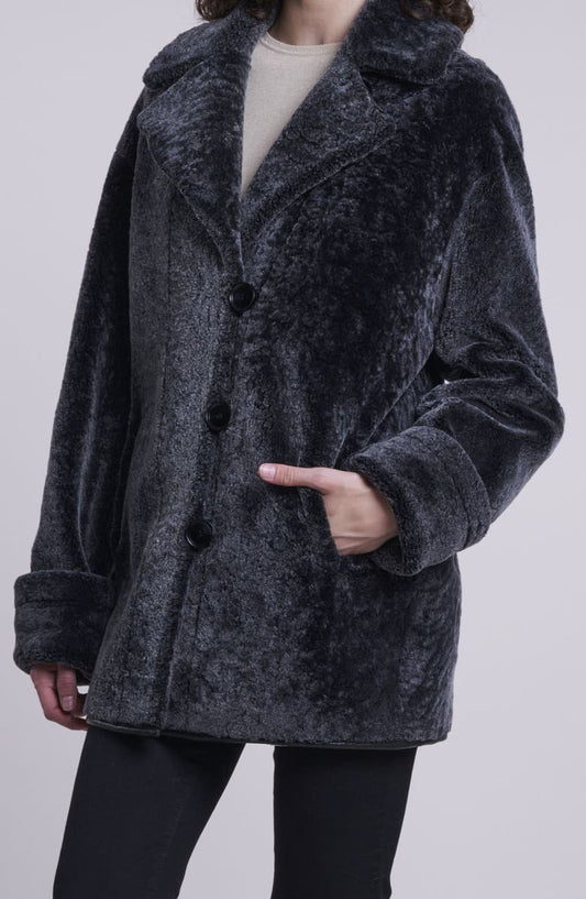 Oversize Genuine Shearling & Leather Jacket