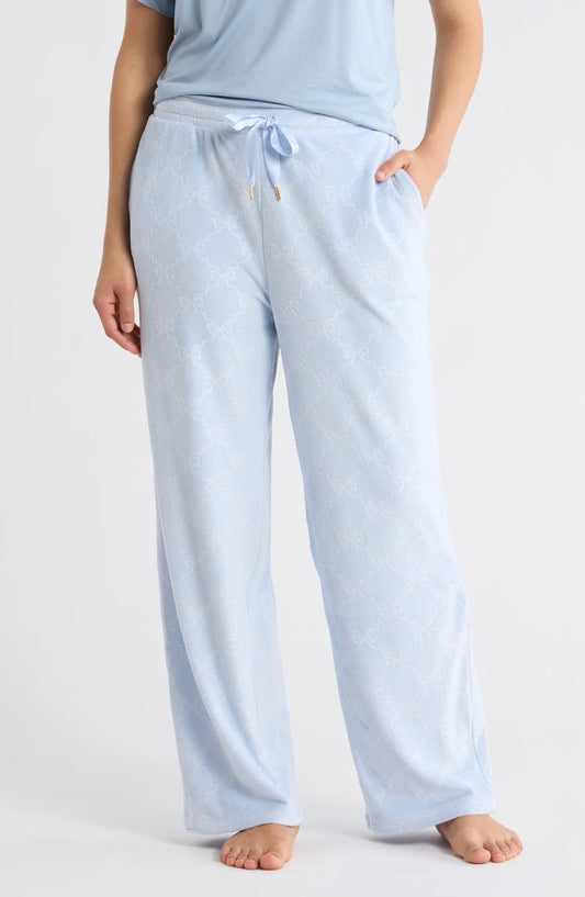 Embossed Bow Velour Pants