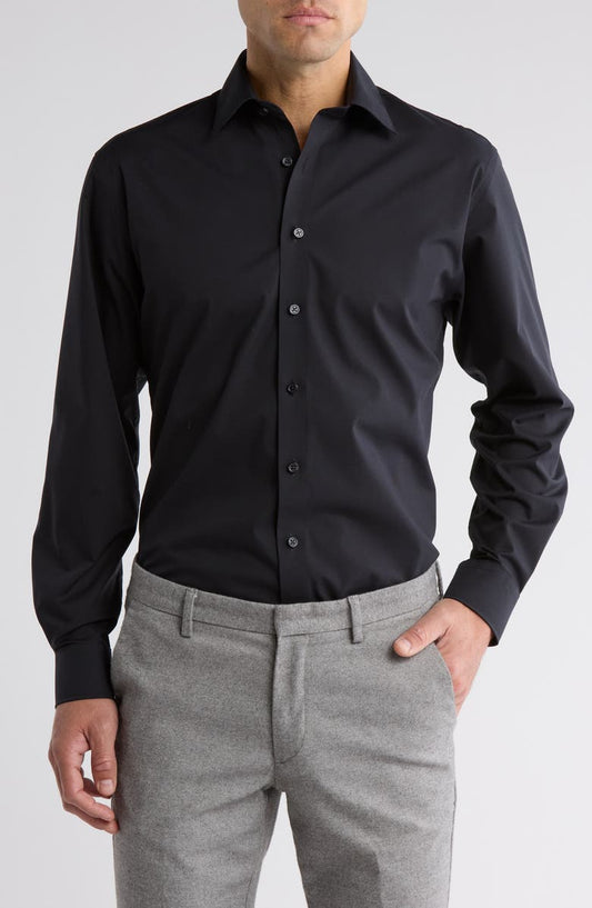 Traditional Fit Solid Cotton Blend Dress Shirt (Regular & Big)