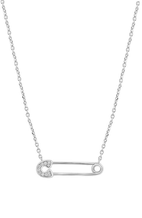 Diamond Safety Pin Necklace - 0.03ct.