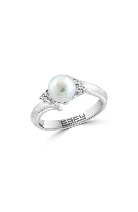 Diamond & 7-8mm Freshwater Pearl Ring