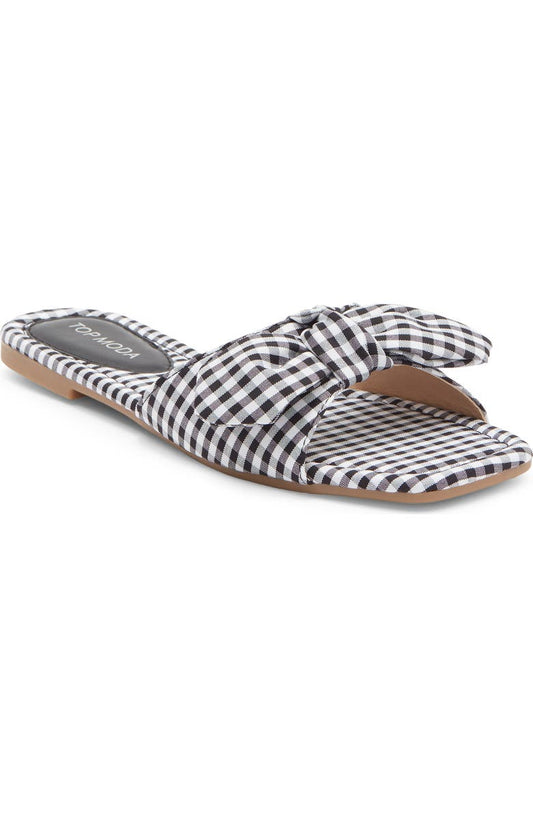 Penny Gingham Bow Slide Sandal (Women)