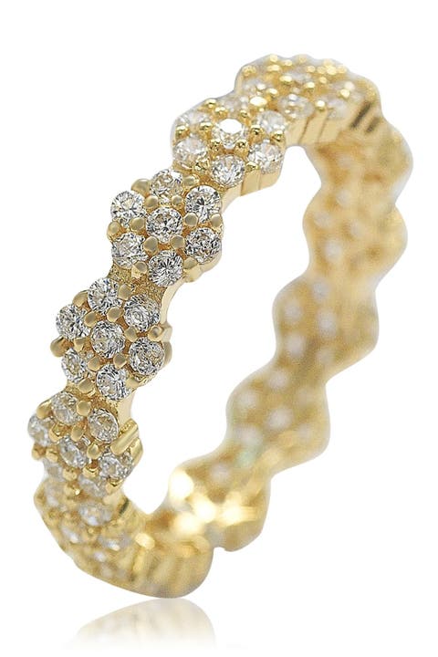 Anillo de eternidad con pavé de flor de circonita