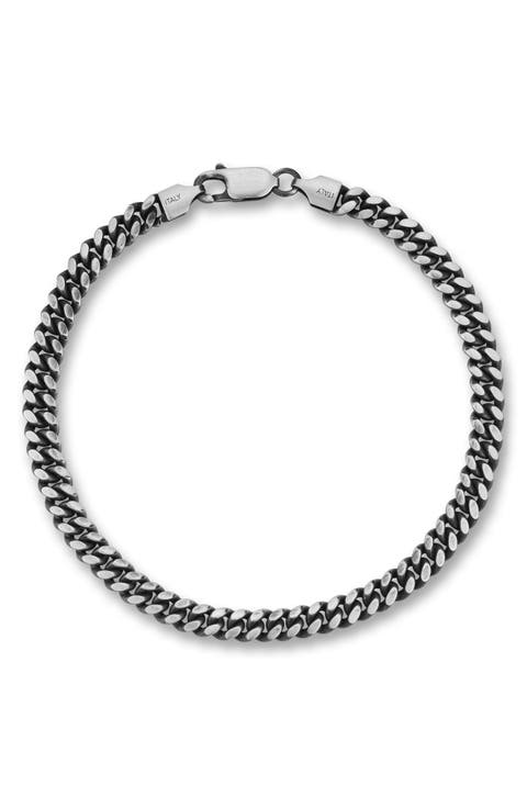 Men's Oxidized Sterling Silver Curb Chain Bracelet