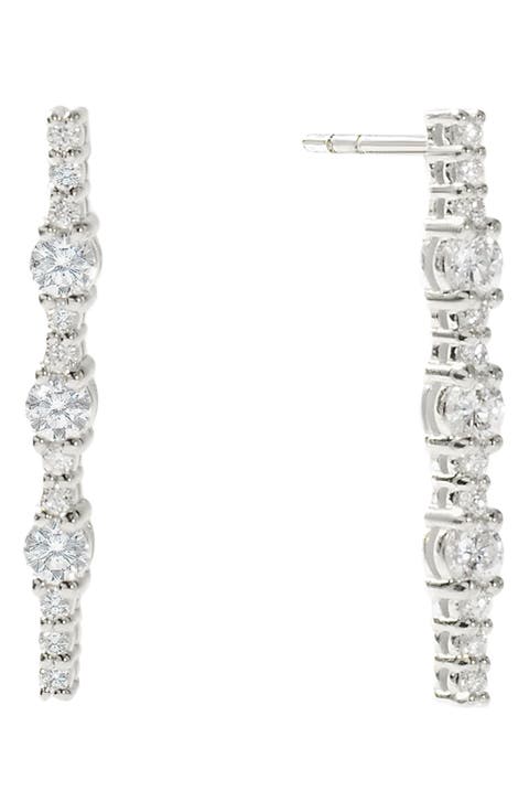 Diamond Linear Drop Earrings