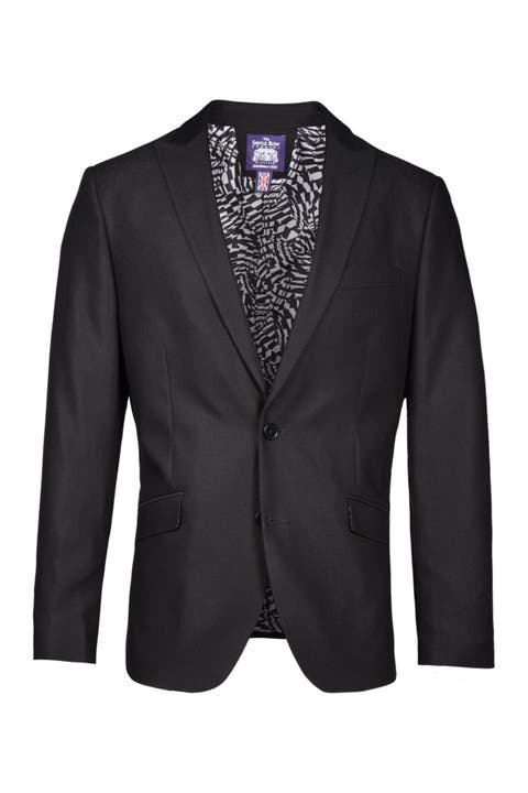 Blazer de corte slim con microcuadros y solapa de pico