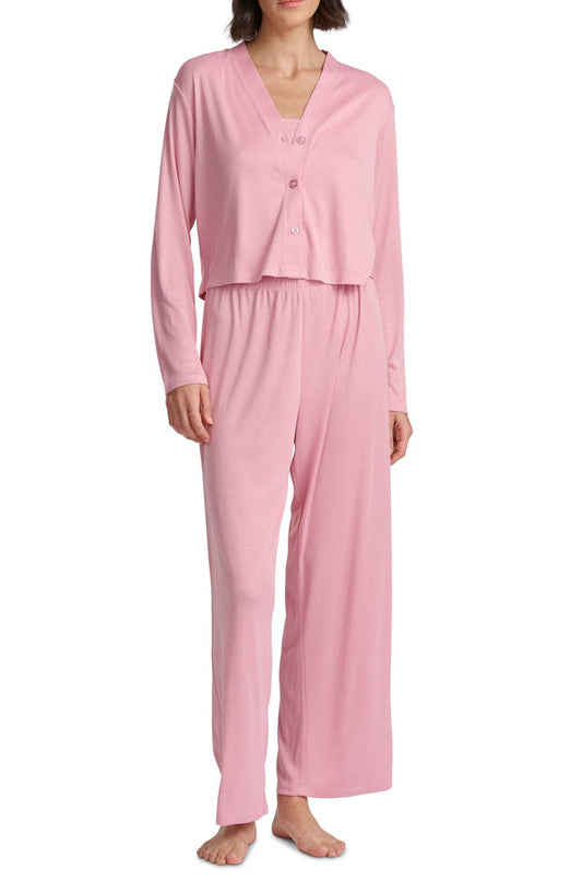 Pointelle Cardigan, Camisole & Pants Pajamas