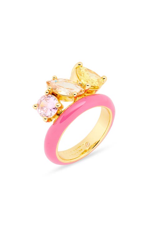 Anillo de cristal y esmalte