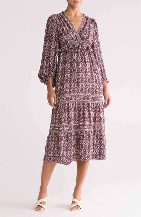 Vestido largo con estampado floral y cintura imperial