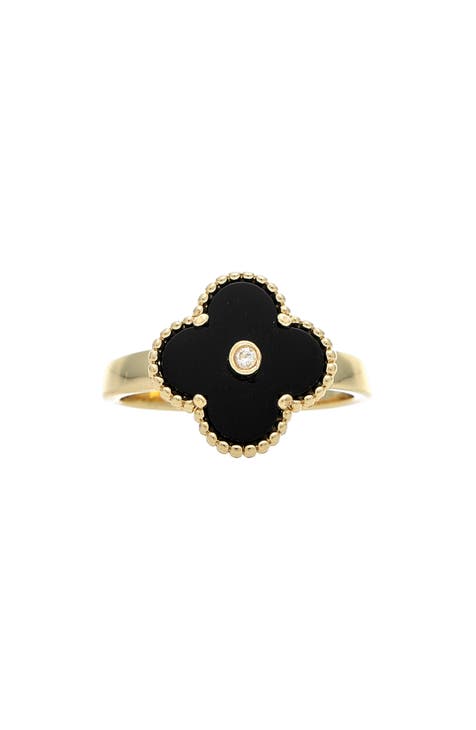 Anillo de trébol revestido de oro de 18 quilates