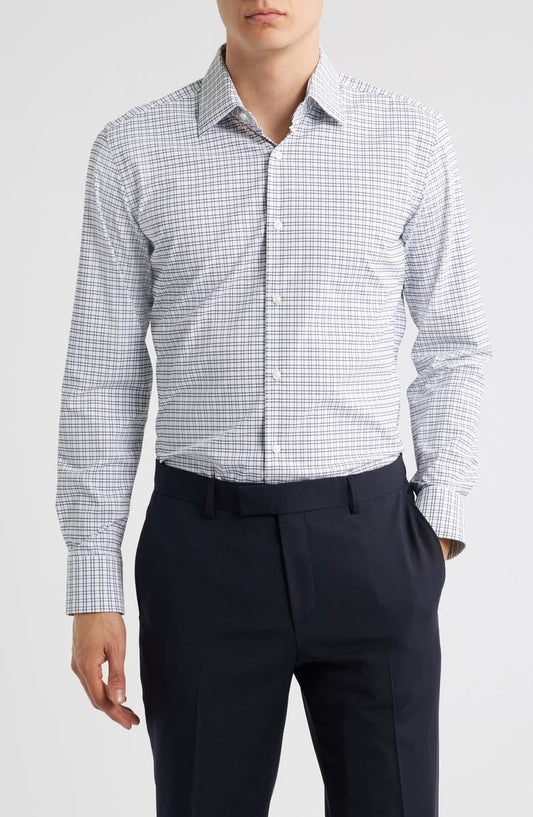 Hank Kent Slim Fit Plaid Performance Twill Dress Shirt (Regular & Big)