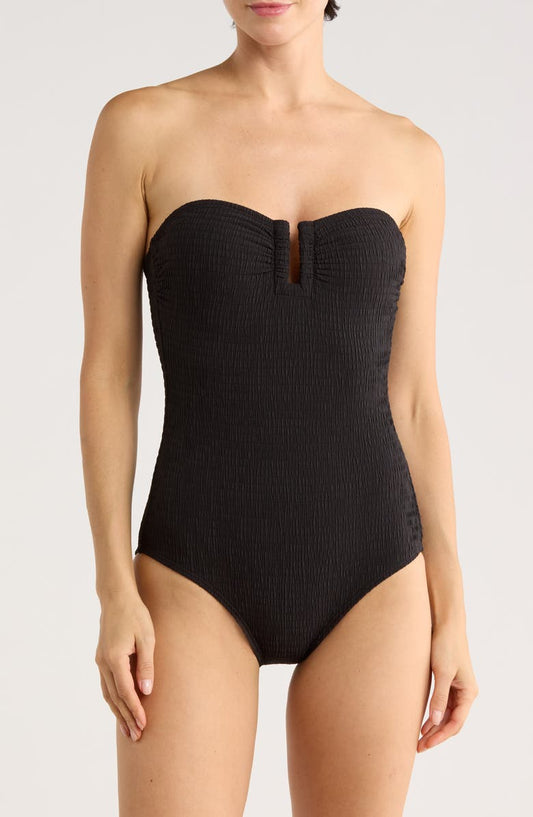 Bandeau Shirred One-Piece Swimsuit