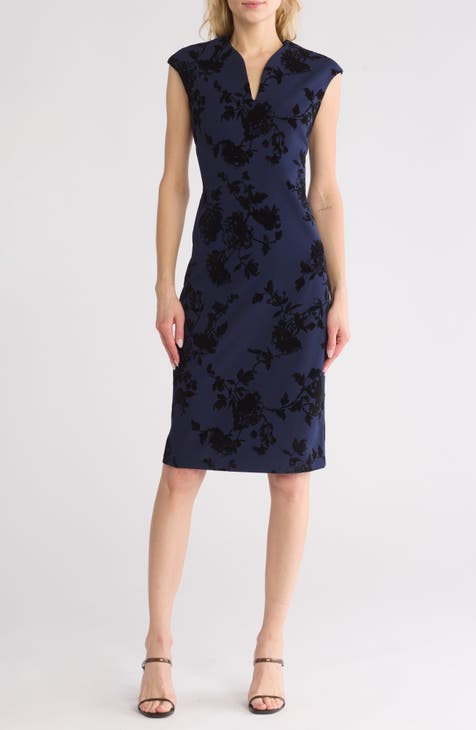 Vestido tubo de neopreno flocado floral