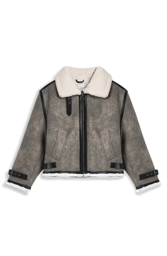 Shawna Faux Shearling Lined Faux Leather Jacket