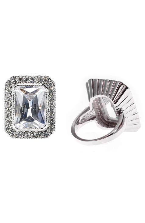 Anillo de Cóctel CZ Corte Esmeralda