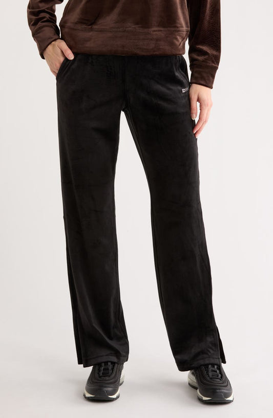 Rhinestone Logo High Waist Straight Leg Pants