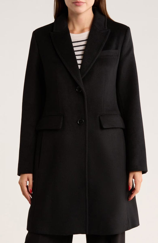 Single Breasted Wool Blend Coat