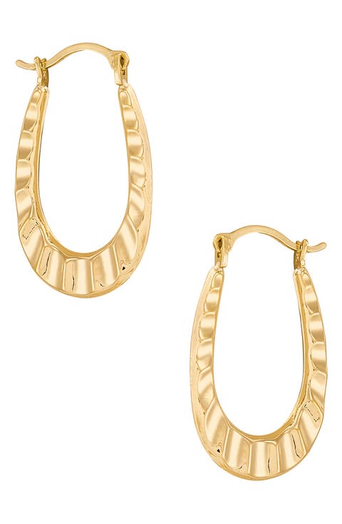 Oval Ruffle Hoop Earrings