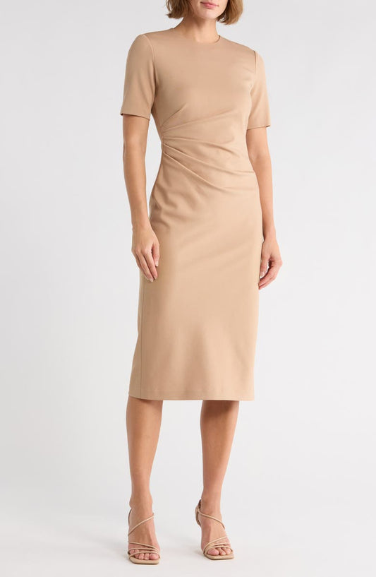 Ruched Side Short Sleeve Dress