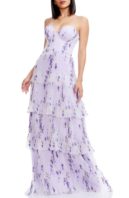 Layana Ruffle Strapless Evening Gown