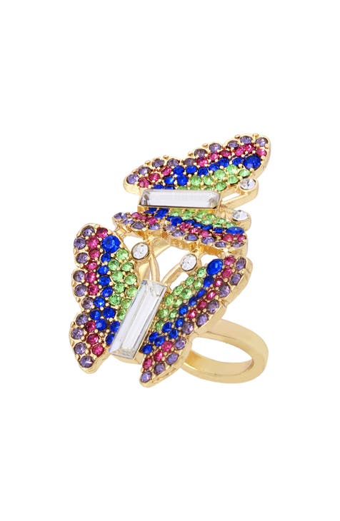 Anillo mariposa de cristal