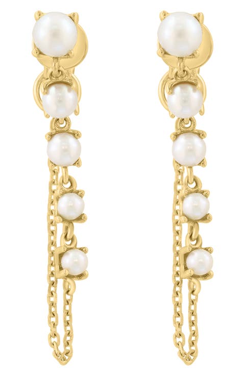 14K Yellow Gold Cultured Freshwater Pearl Front/Back Earrings