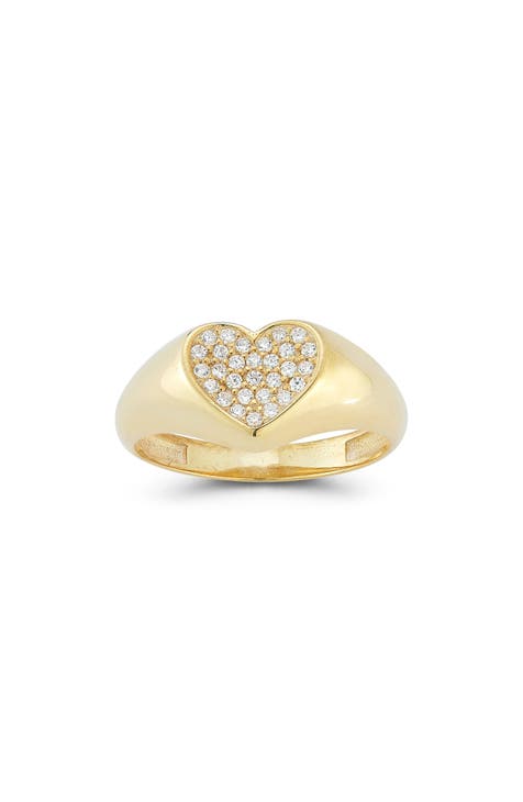 Anillo de sello CZ Corazón