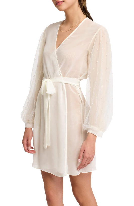 Imitation Pearl Tie Waist Cover-Up Robe