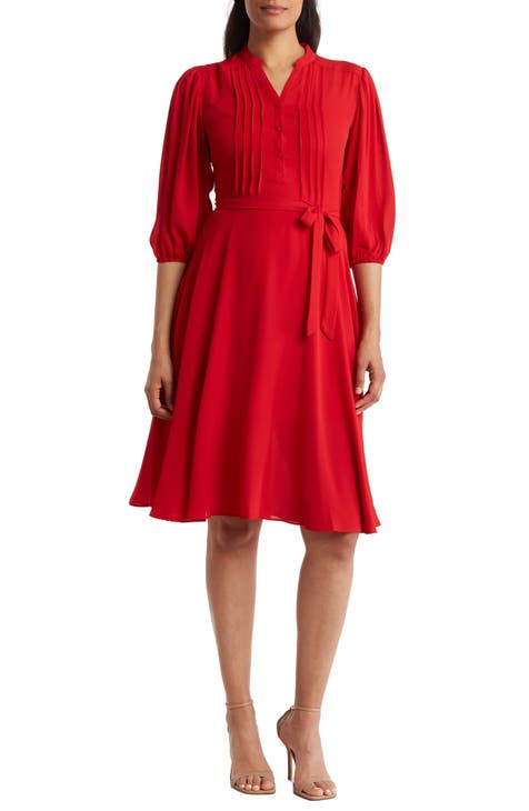 Vestido camisero plisado de crepé de China