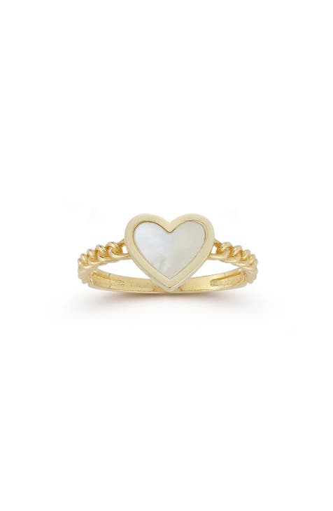 Anillo Corazón Nacarado Oro 14K