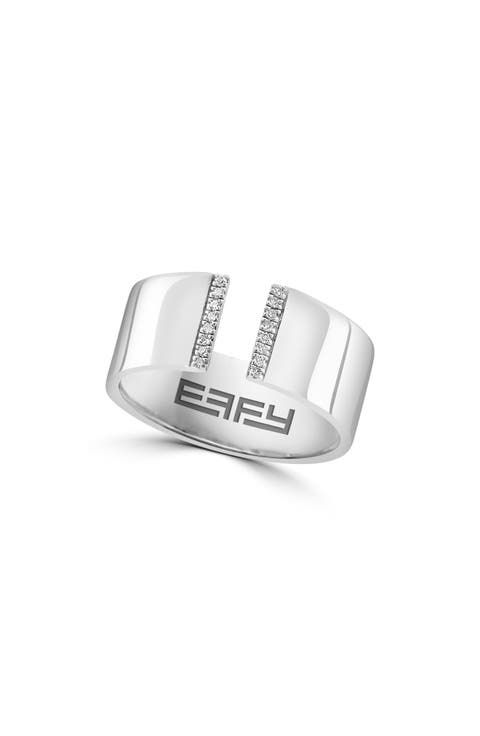 Sterling Silver Pavé Diamond Open Band Ring - 0.05ct. - Size 7