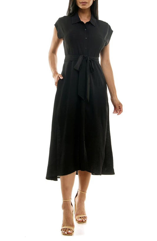 Tie Waist Midi Shirtdress