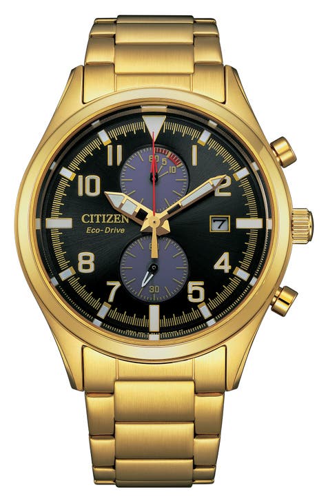 Reloj cronógrafo con brazalete de acero inoxidable Eco Drive, 43 mm