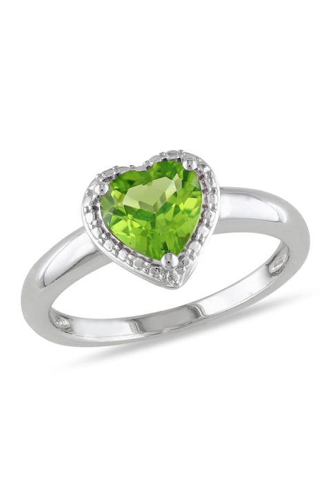 Anillo Corazón Peridoto Plata de Ley