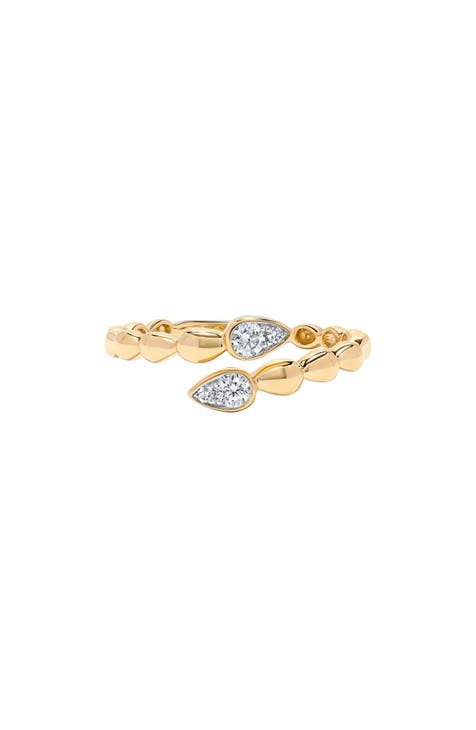 Anillo Bypass de Diamantes de Oro Amarillo de 14K - 0,16ct.