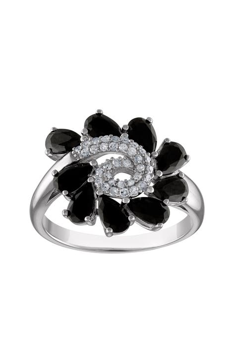 Anillo de Plata de Ley Ónice y Pavé de Diamantes