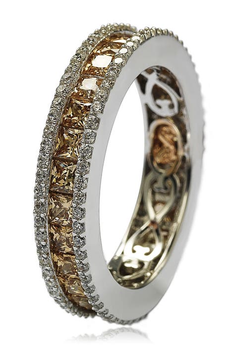 Anillo CZ Marrón y Blanco