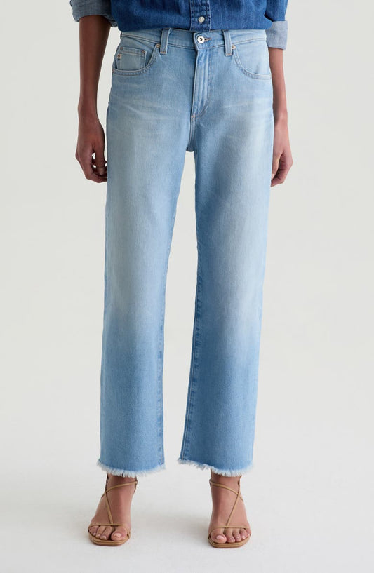 Brinley High Waist Fray Hem Crop Straight Leg Jeans