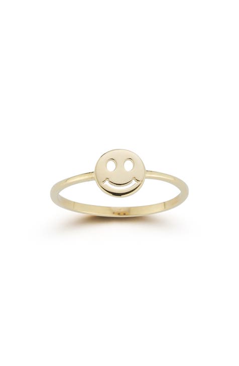 Anillo Smiley de oro amarillo de 14 quilates