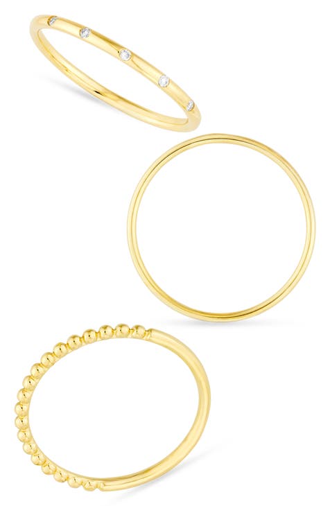 Juego de 3 anillos apilables de diamantes