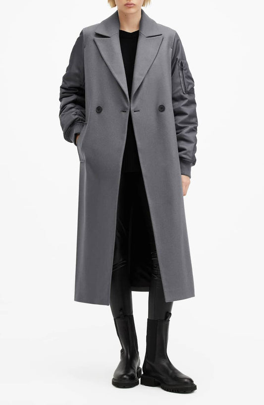Paulah Mixed Media Wool Blend Coat