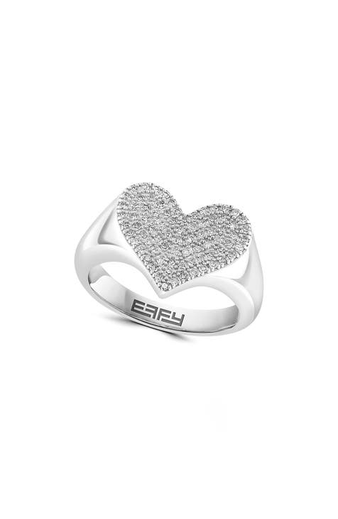 Anillo Pavé Corazón Diamante Plata de Ley - 0,31ct.