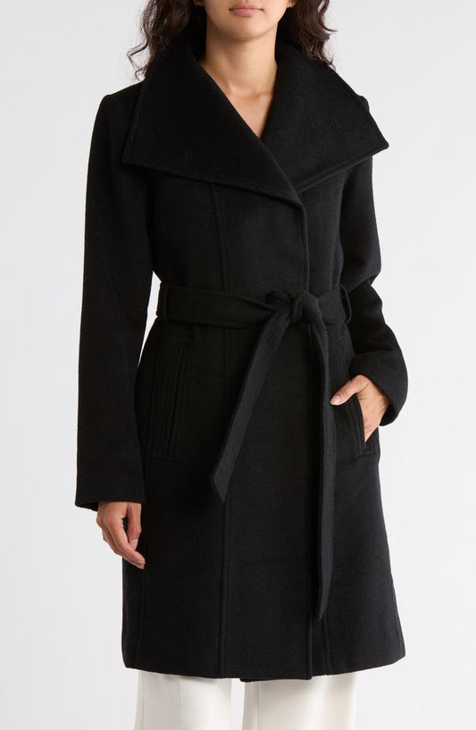 Wool Blend Wrap Coat