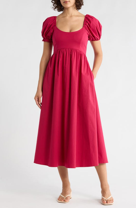 Marian Puff Sleeve Fit & Flare Dress
