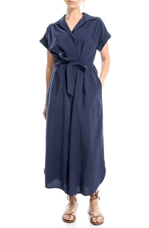 Vestido camisero largo de manga corta