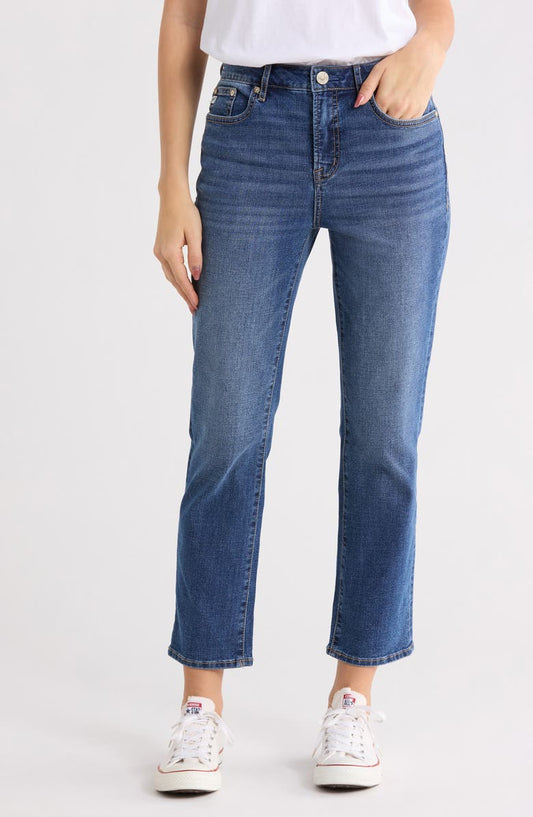 High Waist Ankle Straight Leg Jeans