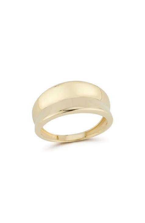 Anillo cóncavo de oro amarillo de 14 quilates - Talla 7