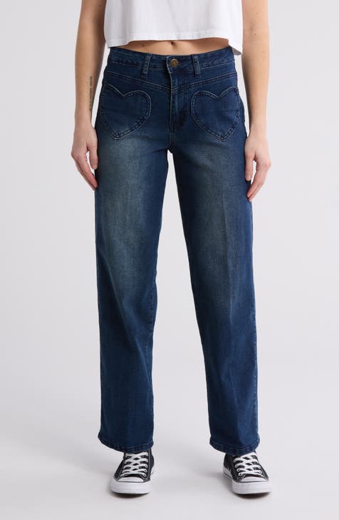 Jeans anchos con bolsillo en forma de corazón
