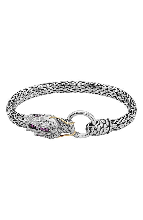 Sterling Silver & 14K Gold Ruby Dragon Bracelet