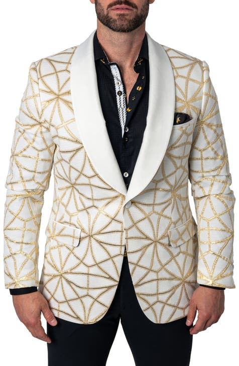 Esmoquin ceremonial dorado con cuello chal